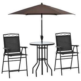 Resenkos - 4 Pieces Outdoor Patio Dining Furniture Set, Two Folding Chairs, A Dining Table, Glass - Black