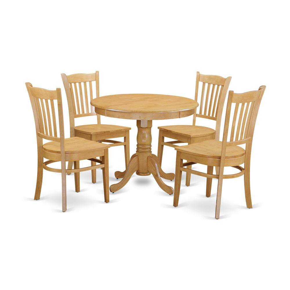 Back. East West Furniture - 5 Pc Small Kitchen Table set - Kitchen Table and 4 Dining Chairs - Oak.