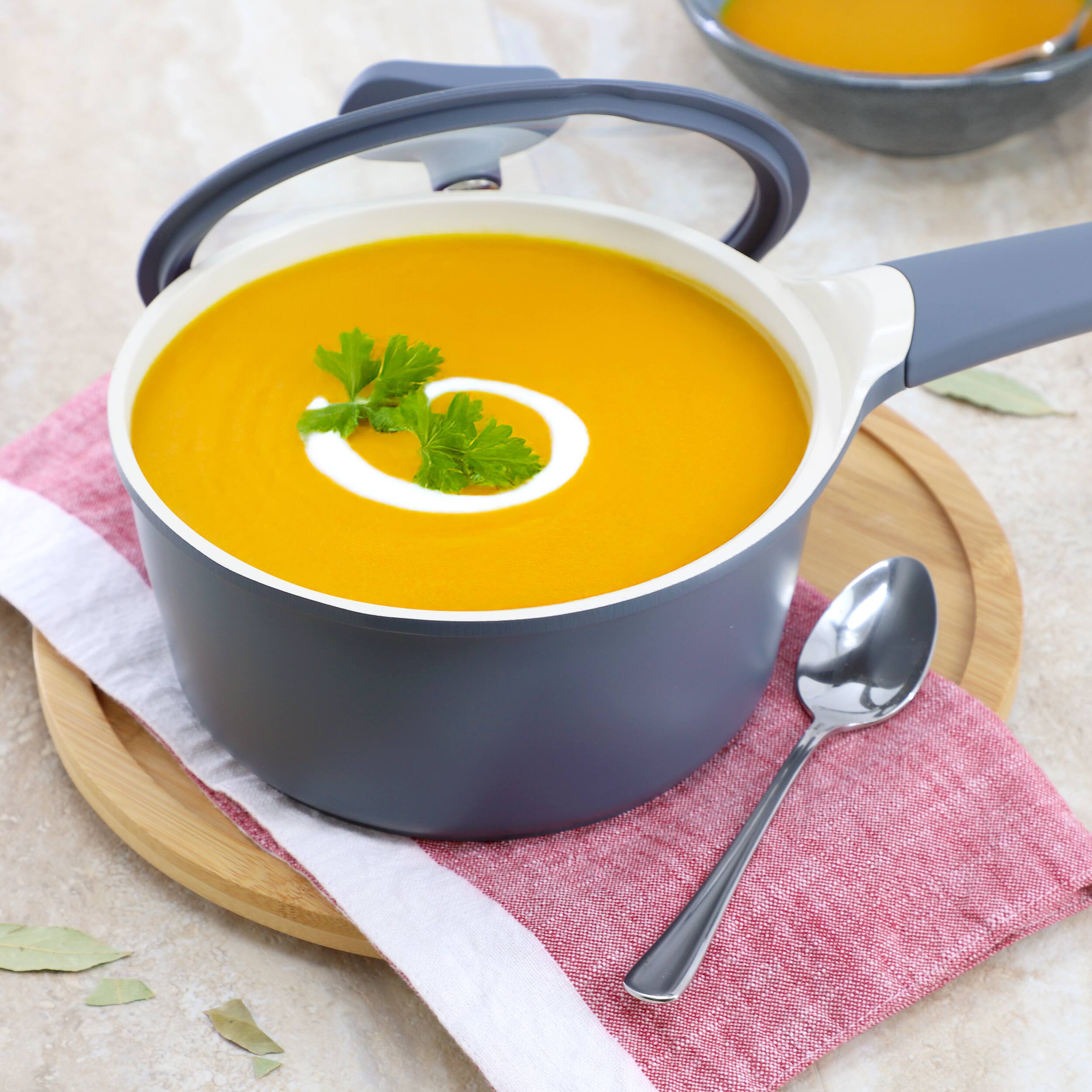 Alt View 4. Oster - Oster Rooney 2 Quart Ceramic Nonstick Aluminum Saucepan in Gray with Lid - Grey.