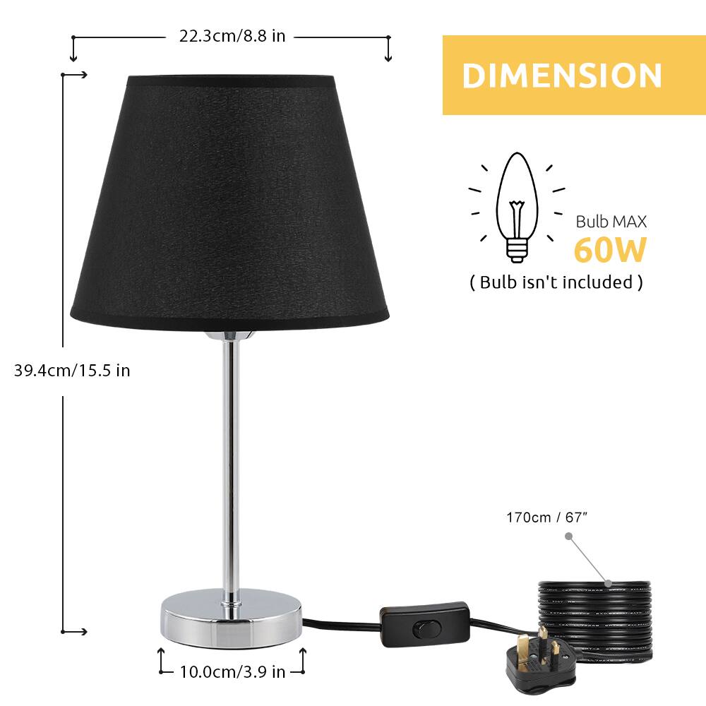DIMENSION  
- Bulb MAX 60W (Bulb isn't included)  
- 22.3cm / 8.8 in  
- 39.4cm / 15.5 in  
- 10.0cm / 3.9 in  
- 170cm / 67"