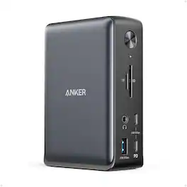 Anker - Refurbished Excellent - Laptop Docking Station, 13-in-1 USB-C Docking Station - Gray