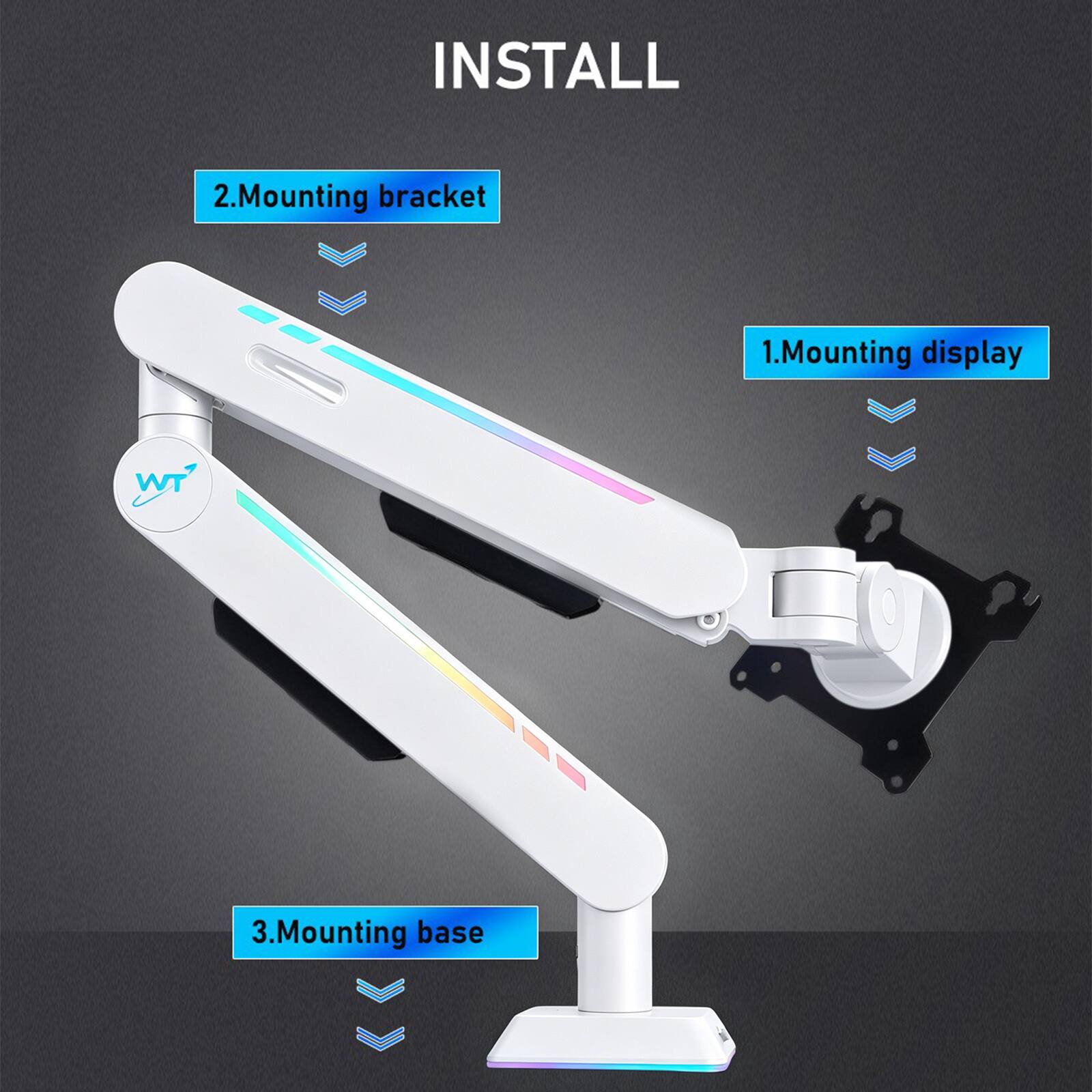 INSTALL

1. Mounting display

2. Mounting bracket

3. Mounting base