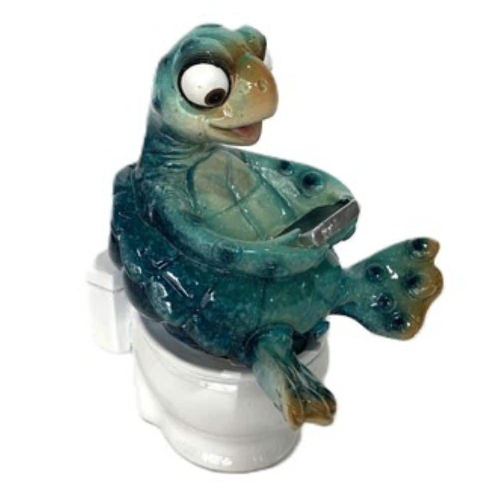 FC Design - 4.25"H Sea Turtle Reading on Toilet Figurine Statue Office Desk Tabletop Home Decor Gift - Multi-Color
