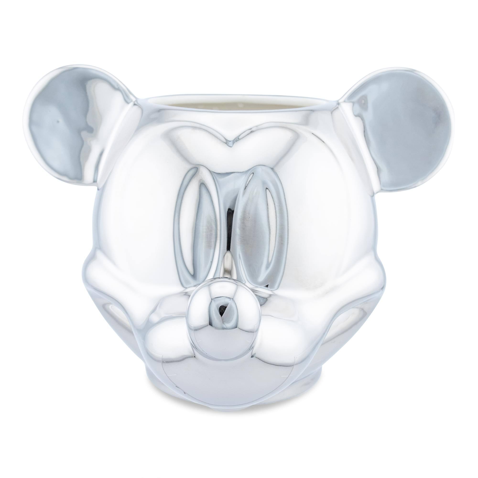 Alt View 1. Disney - Disney 100 Mickey Mouse 3D Sculpted Platinum Ceramic Mug | Holds 20 Ounces - Silver.