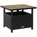 Front. Outsunny - 22" Outdoor Side Table with Umbrella Hole, Rattan Wicker End Table with Sand Bag and Steel Frame for Outdoor, Patio - Black.