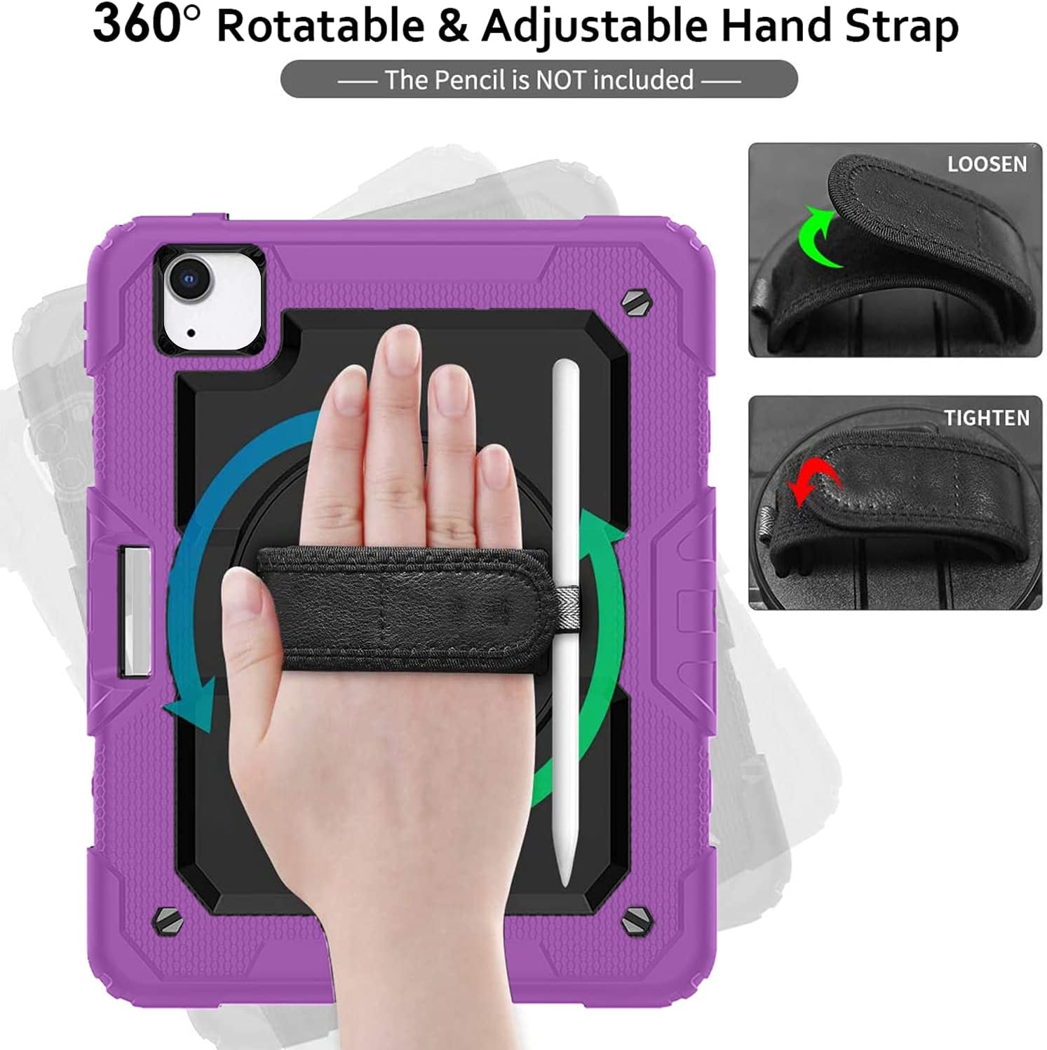 360° Rotatable & Adjustable Hand Strap  
— The Pencil is NOT included —  
LOOSEN  
TIGHTEN
