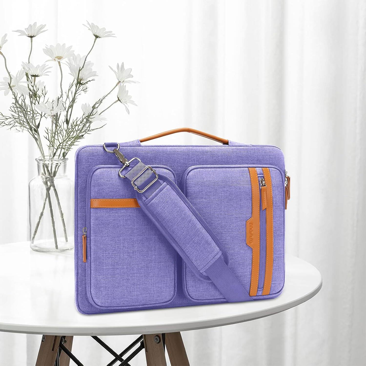 Angle. mosiso - 360 Protective Laptop Shoulder Bag 15.6 inch Computer Bag for MacBook Pro 16 HP Dell Asus Notebook - Purple.
