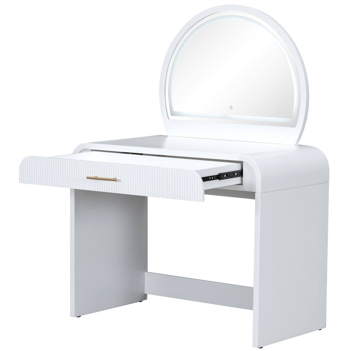 Alt View 9. Loheer - Loheer White Makeup Vanity Table with Touch Screen Lighted Mirror and Drawer - White.