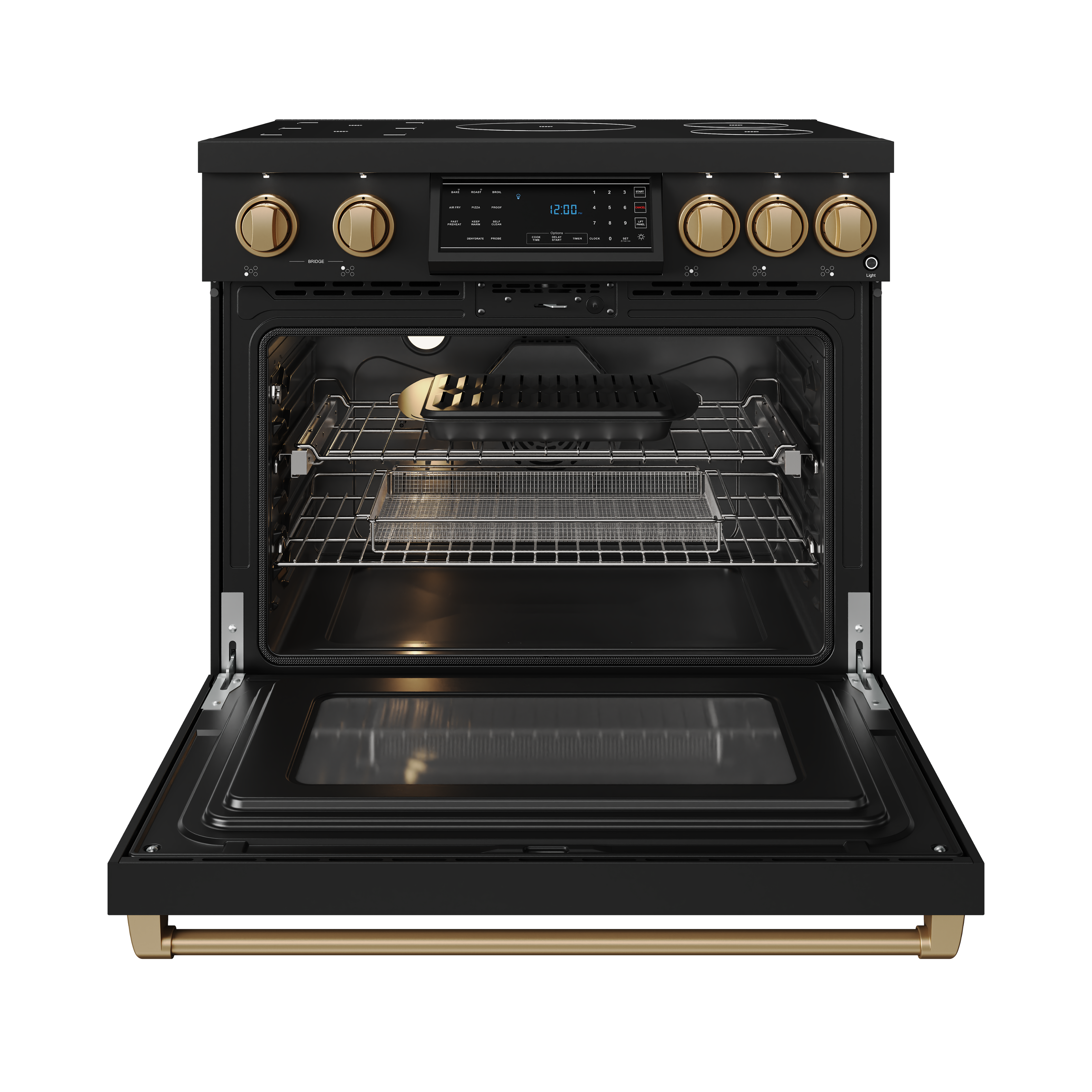 Alt View 1. Thor Kitchen - Gordon Ramsay Series by Thor Kitchen 6.0 Cu. Ft Freestanding Induction Range with Bronze Hardware - Matte Black.