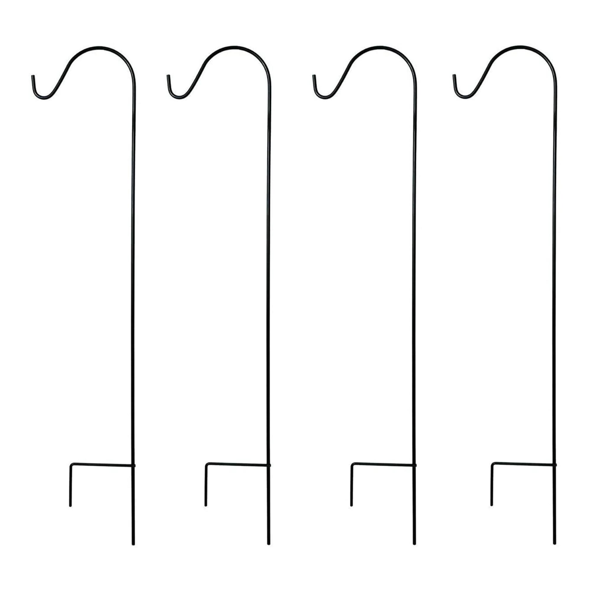 Ashman - Shepherd Hook for Plants and Bird Feeders, 65 Inches Tall, 1 Side, 4 Pack - Black