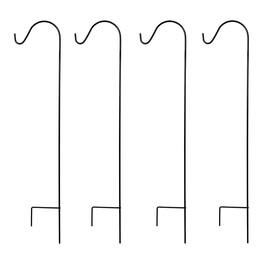 Ashman - Shepherd Hook for Plants and Bird Feeders, 65 Inches Tall, 1 Side, 4 Pack - Black