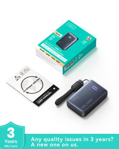 INIU Pocket Pro 10K 45W Power Bank with Detachable USB C Cable