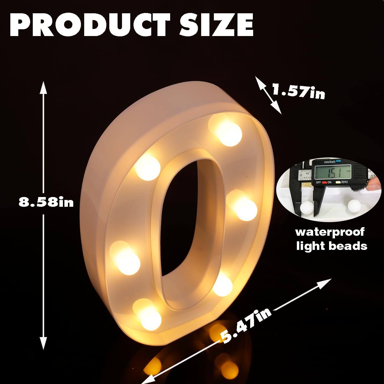 PRODUCT SIZE

- 8.58in
- 5.47in
- 1.57in

waterproof light beads