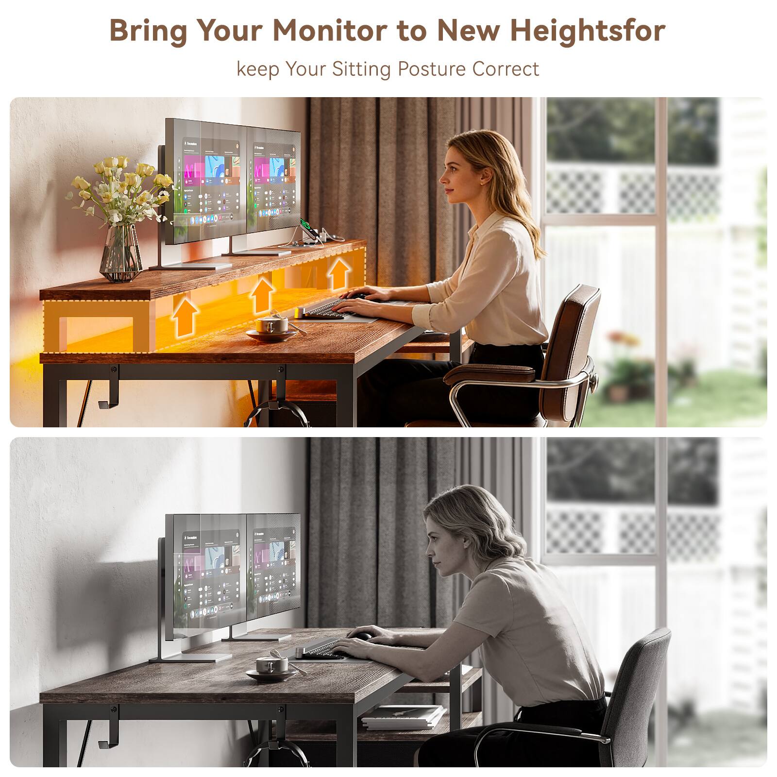 Bring Your Monitor to New Heights for keep Your Sitting Posture Correct