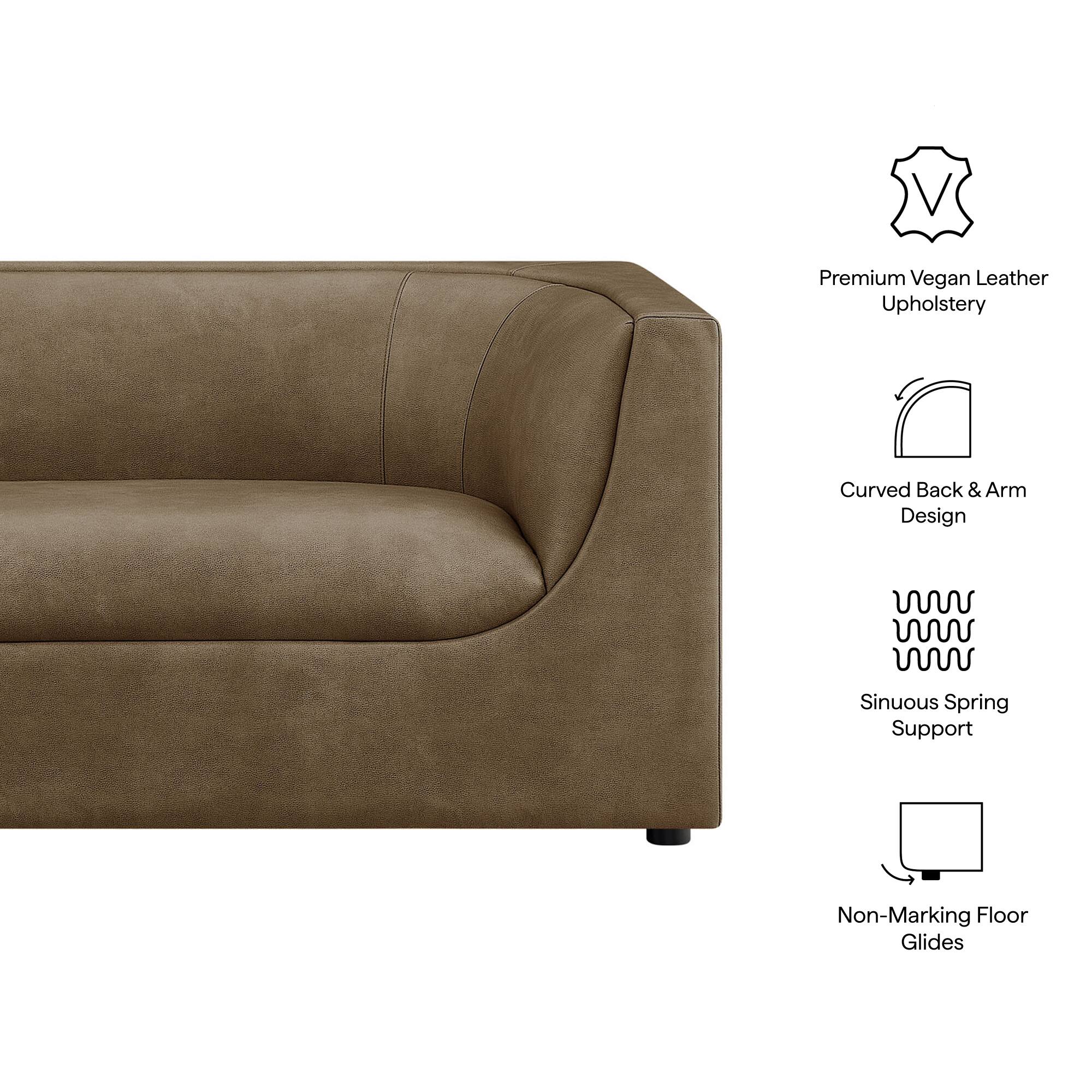 Premium Vegan Leather Upholstery  
Curved Back & Arm Design  
Sinuous Spring Support  
Non-Marking Floor Glides