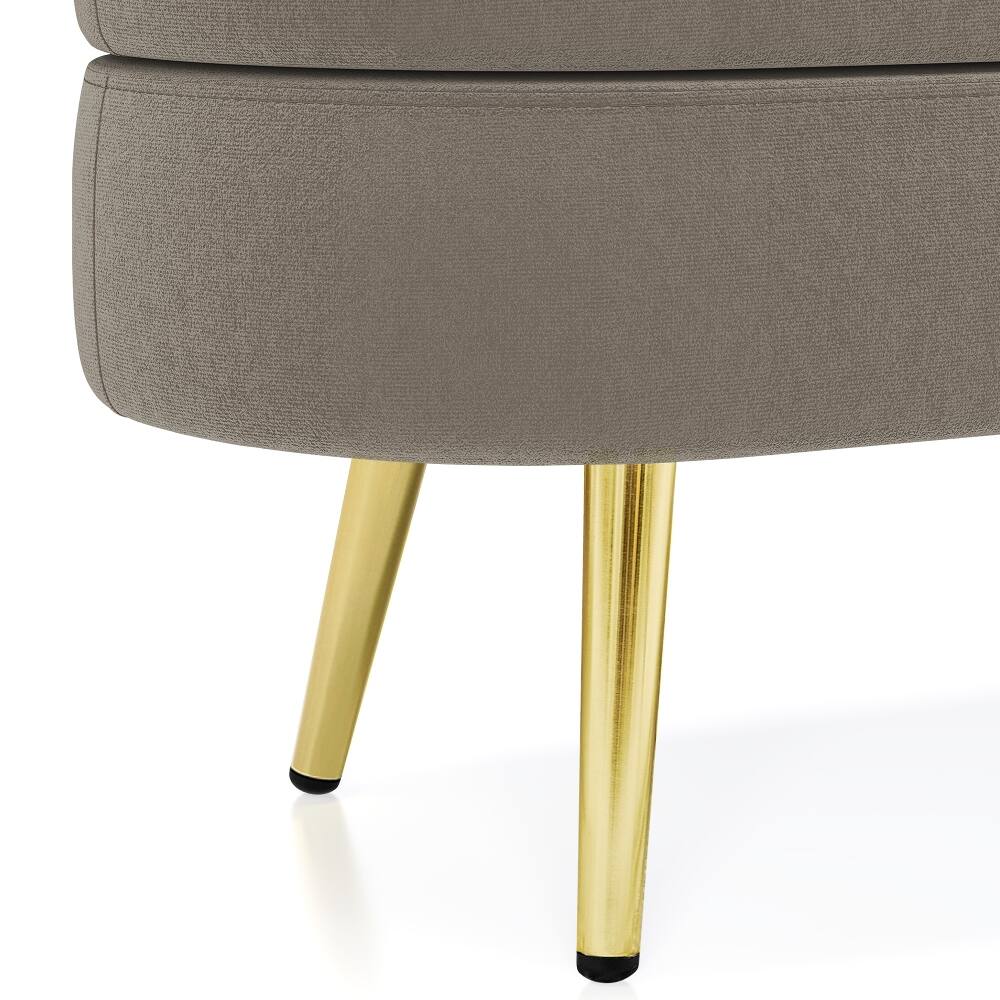 Alt View 3. Ropilly - Ropilly Brown Oval Storage Ottoman Flannel Bench Metal Legs - Brown.