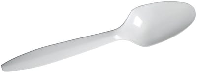 Alt View 3. Dixie - Plastic Teaspoon, 5-1/2" Medium-Weight, 1000/Carton - White.