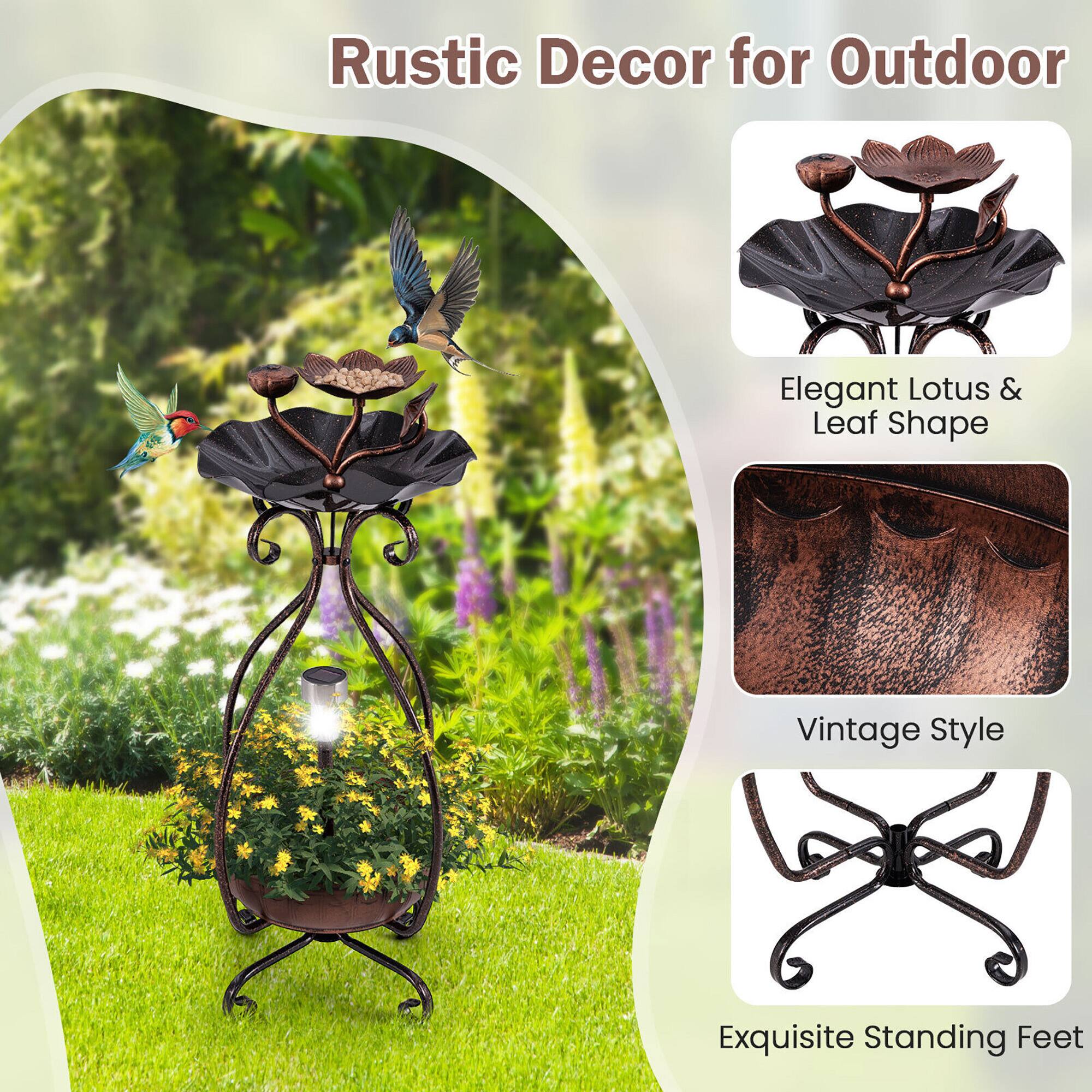 Rustic Decor for Outdoor

- Elegant Lotus & Leaf Shape
- Vintage Style
- Exquisite Standing Feet