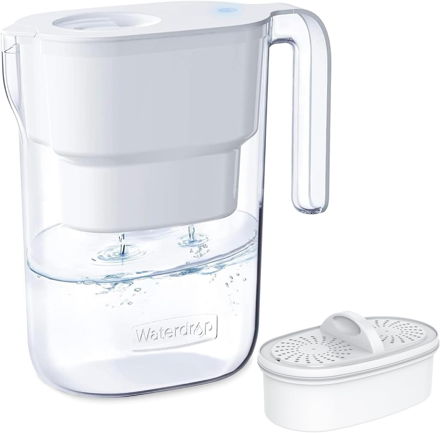 Front. Waterdrop - Waterdrop WD-PT-05W Water Filter Pitcher with 1 Filter, 5X Times Lifetime - White.