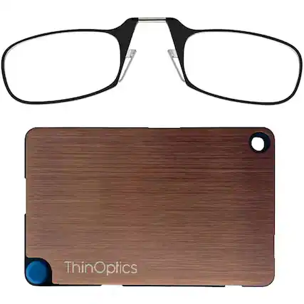 Front. ThinOptics - ThinOptics Readers with Wallet - 1.50 - Black Frame, Rose Gold Wallet - Black/Rose Gold.