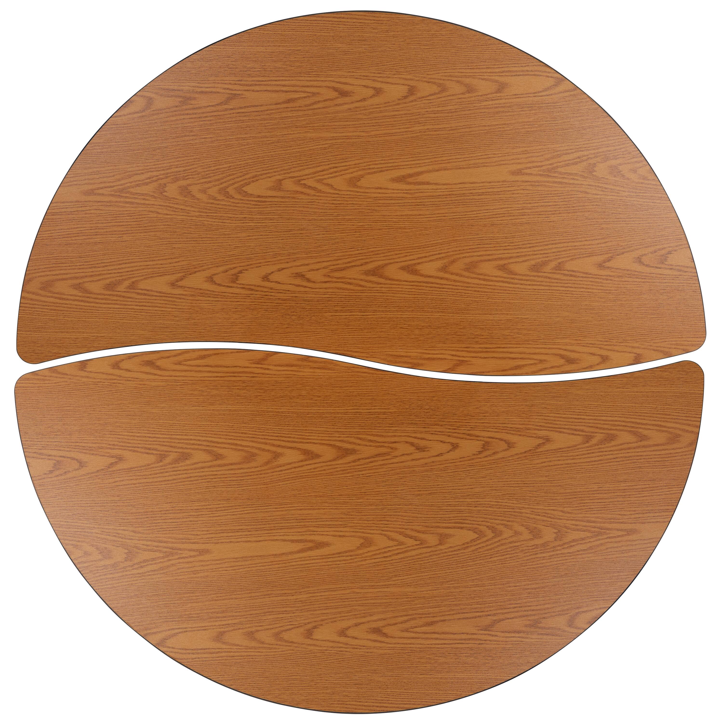 Alt View 5. Emma + Oliver - 2 Piece Mobile 60" Circle Collaborative Grey Kids Activity Table Set - Oak.