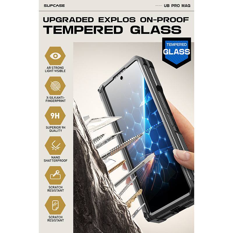 SUPCASE UB PRO MAG

UPGRADED EXPLOS ON-PROOF TEMPERED GLASS

- AR STRONG LIGHT VISIBLE
- X-SILKANTI- FINGERPRINT
- SUPERIOR 9H QUALITY
- NANO SHATTERPROOF
- SCRATCH RESISTANT
- SCRATCH RESISTANT