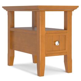 Simpli Home - Acadian 14 inch Wide Solid Wood Transitional Narrow Side Table with Drawer - Light Golden Brown