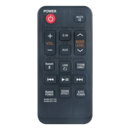 POWER MUTE + VOL D.IN AUX WOOFER LEVEL Bluetooth USB TV SOUND CONNECT Bluetooth POWER SOUND EFFECT AUTO POWER AH59-02710A AH59-02710B