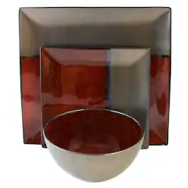 Gibson - Elite Decadence 12 Piece Square Dinnerware Set - Assorted