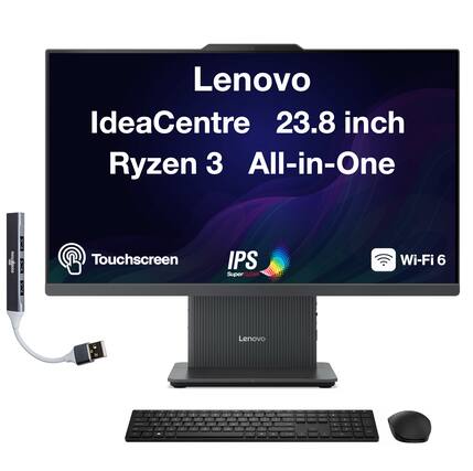 Lenovo IdeaCentre 23.8 inch Ryzen 3 All-in-One Touchscreen IPS SuperCLEAR Wi-Fi 6