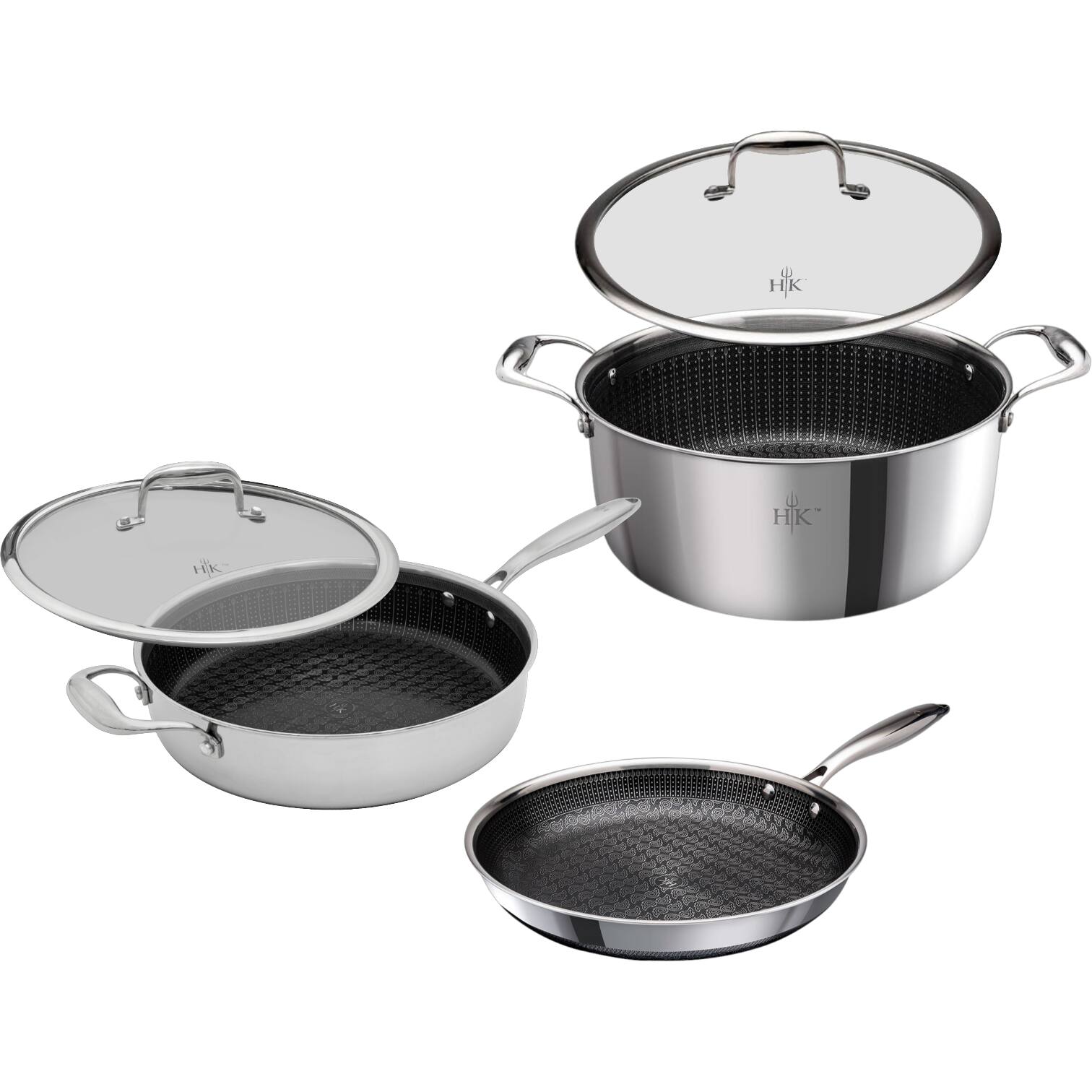 Angle. Hell's Kitchen - Hell's Kitchen Hybrid 5-Piece Cookware Set - Stainless Steel.