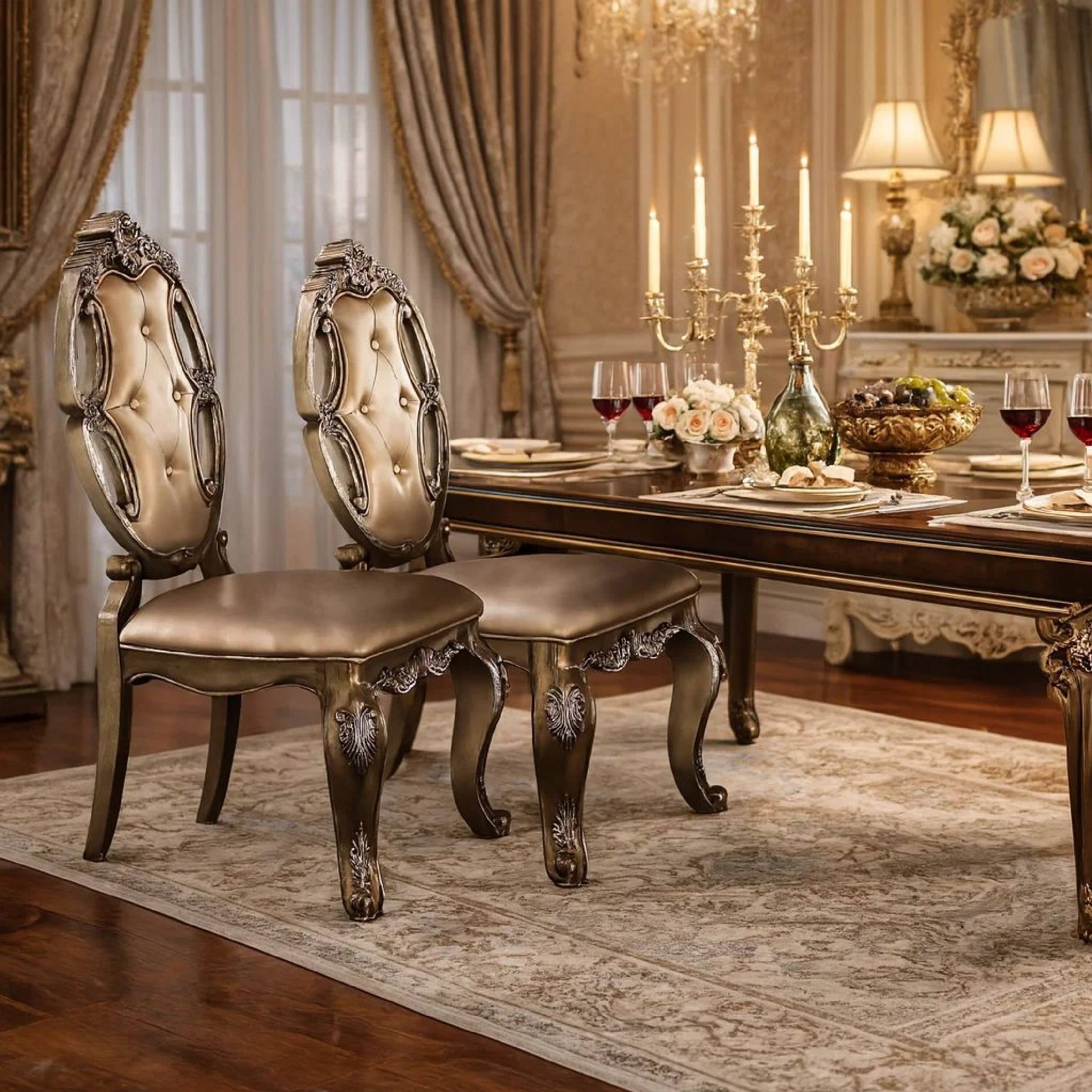 Alt View 7. Manhattan Lane - 26 Inch Dining Chair, Faux Leather, Set of 2 - Gold.