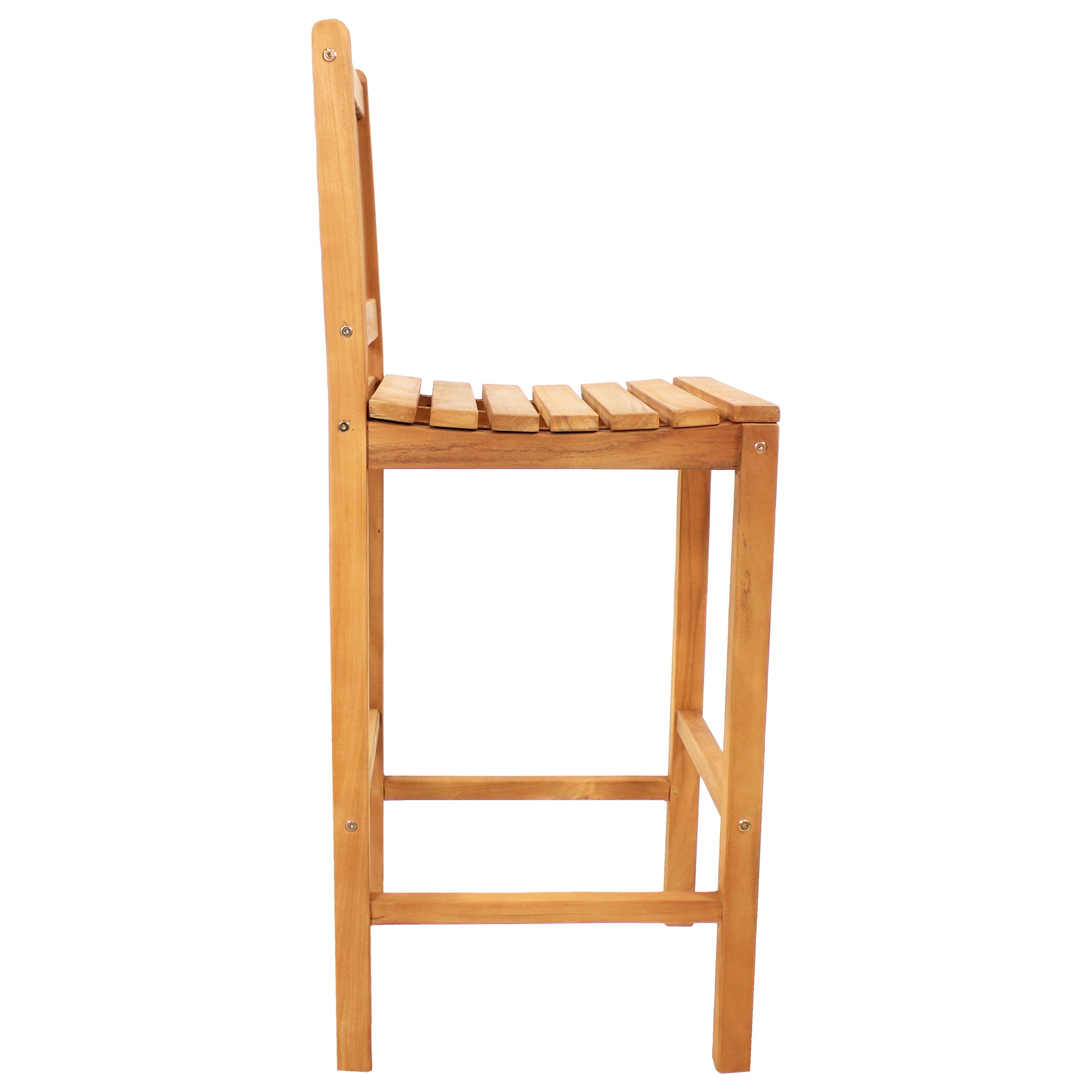 Alt View 5. Sunnydaze - Teak Wood Outdoor Bar-Height Chair - 43" H - Teak.
