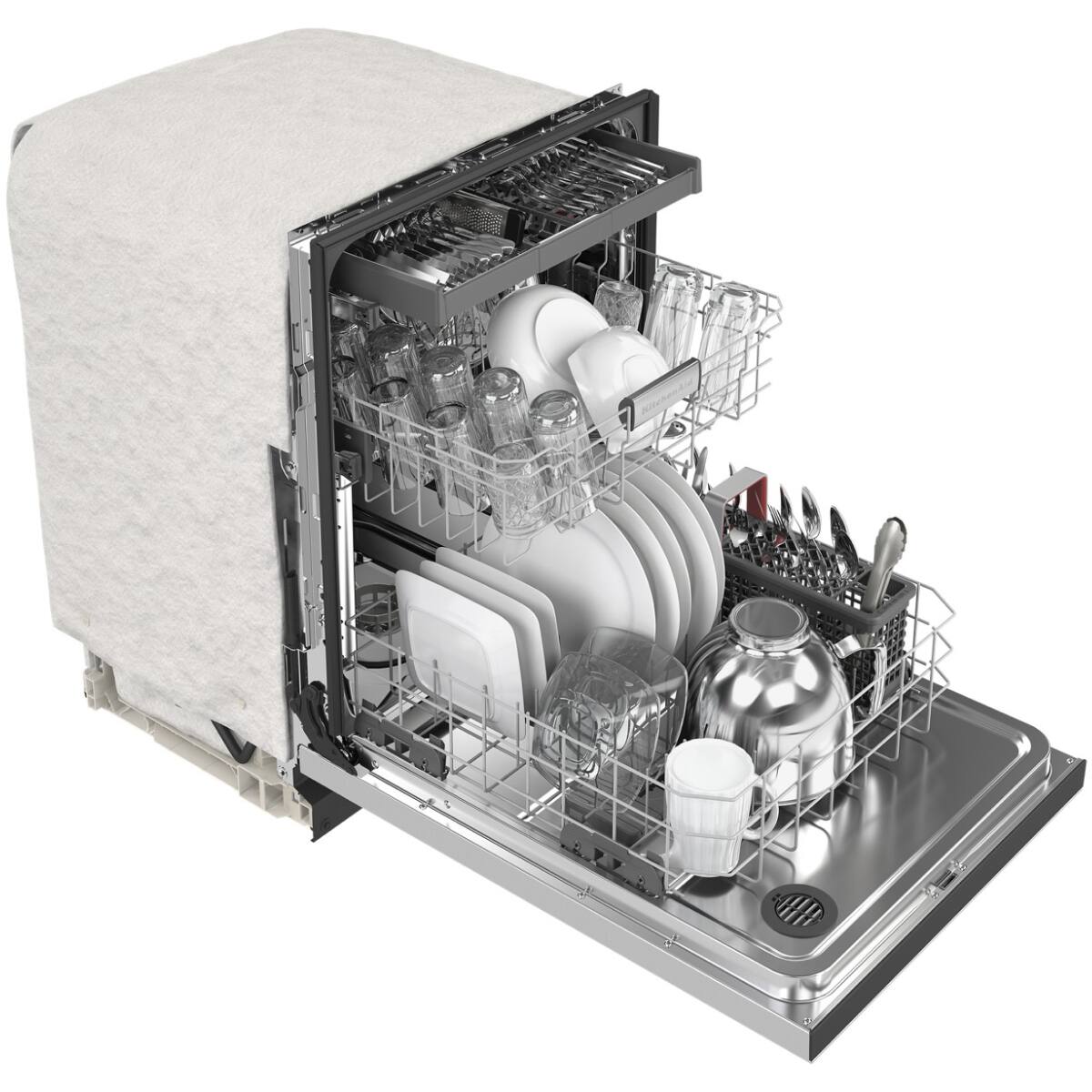 Alt View 12. KitchenAid - 24" Front Control Built-In Dishwasher with Stainless Steel Tub, ProWash Cycle, 3rd Rack, 39 dBA - Stainless Steel with PrintShield Finish.