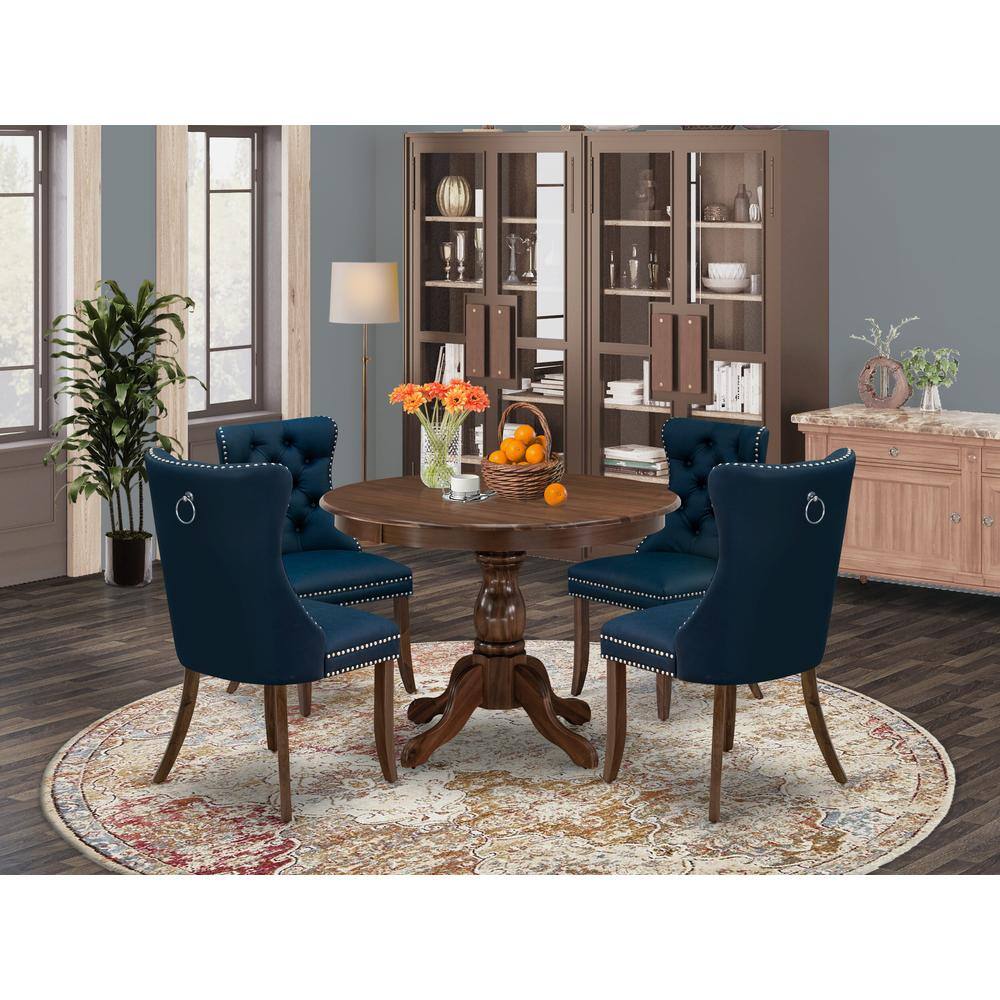 Alt View 3. East West Furniture - 5 Piece Modern Dining Table Set Consists of a Round Kitchen Room Table - Grey.