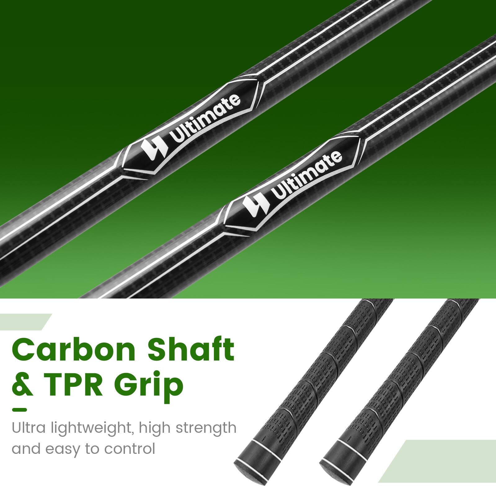 Ultimate H Carbon Shaft & TPR Grip - Ultra lightweight, high strength and easy to control