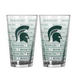 Logo Brands - Michigan State Spartans Two-Pack State Chant Fade 16oz. Pint Glass Set - Multicolor