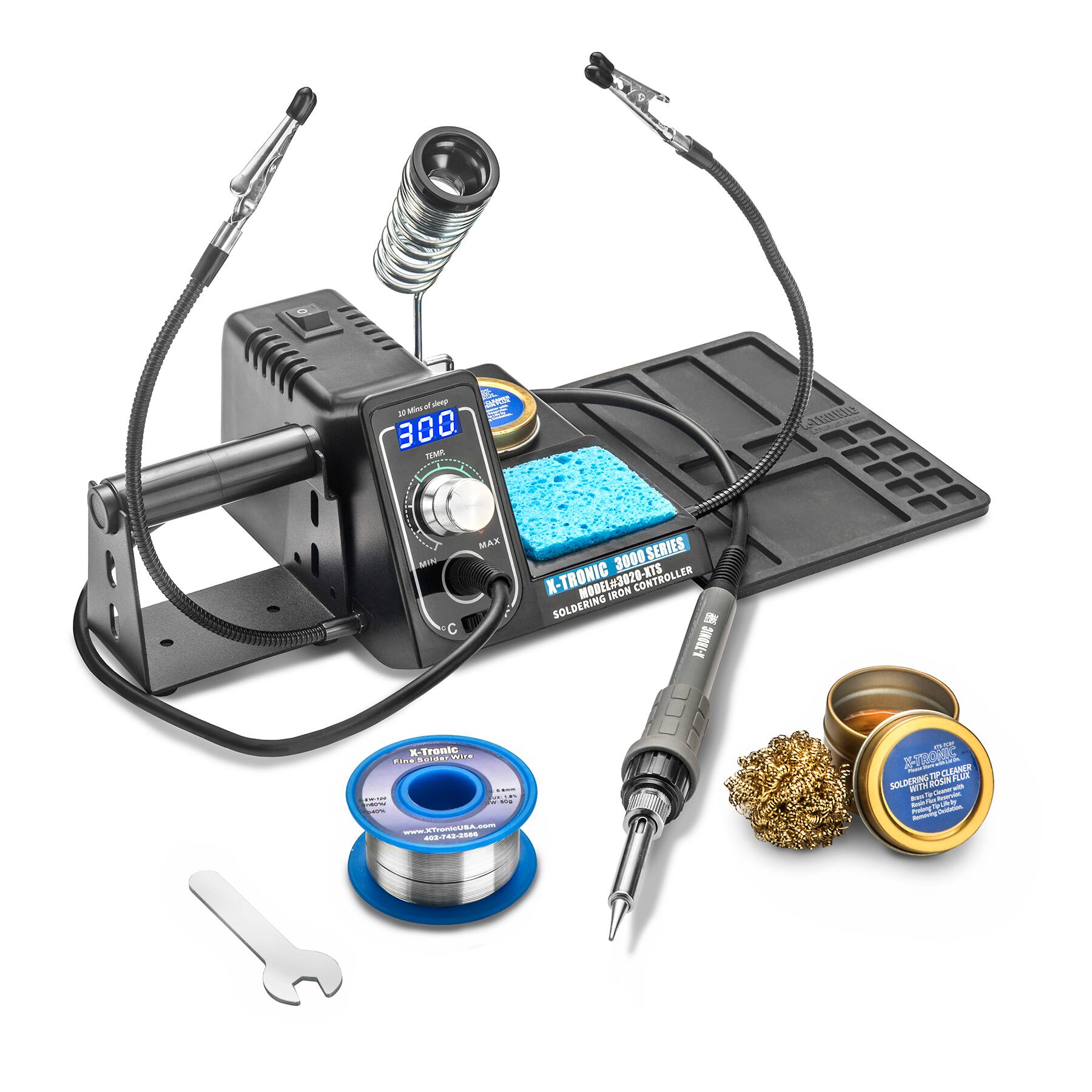 X-Tronic - 3020-XTS 75 W Digital Soldering Iron Station with Sleep Function, °C/°F Conversion, and Accessories