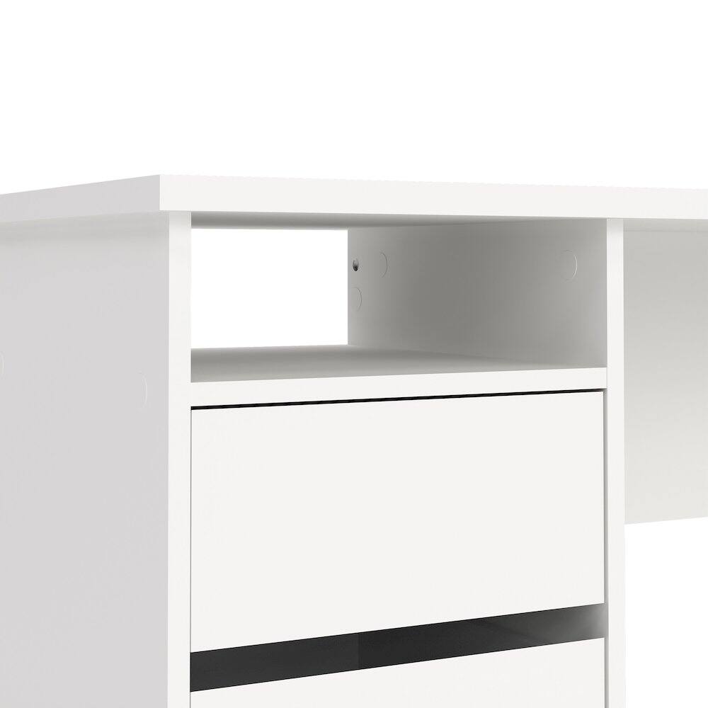 Back. Tvilum - Wes Home Office Writing Desk with 3 Drawers and Open Shelf - White.