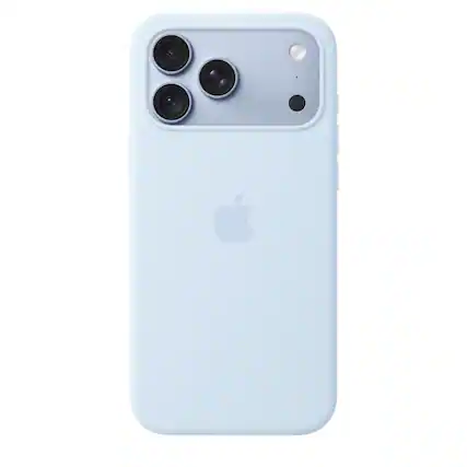 Front. Apple - iPhone 18 Pro Max Silicone Case with MagSafe - Crisp Blue.