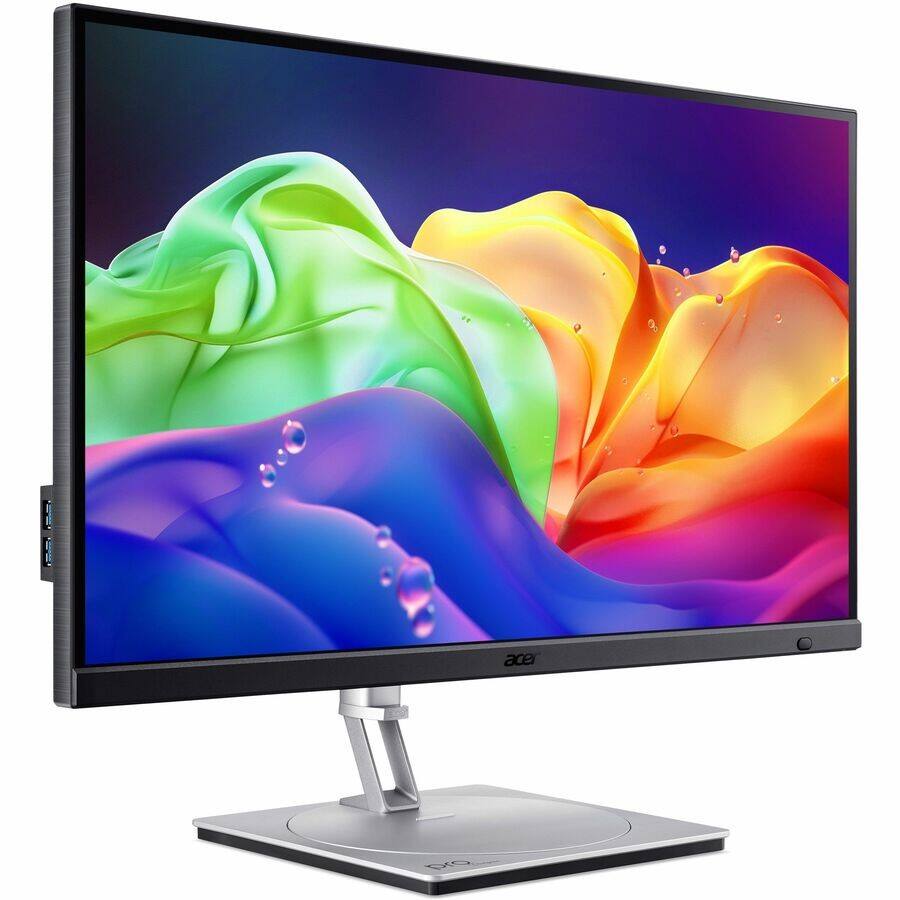 Angle. Acer - Acer PE270K L1 27" 4K UHD IPS Monitor, HDR10, Calibrated, sRGB, USB-C, Adjustable Stand - silver.