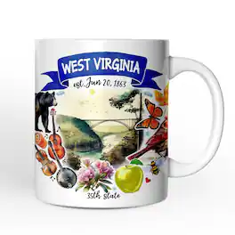 OrnamentallyYou - Artistic West Virginia State Themes and Landmarks Mug - White