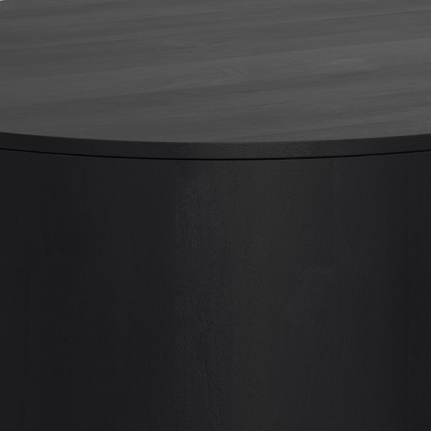 Alt View 7. Simpli Home - Millbury SOLID MANGO WOOD 36 inch Wide Round Contemporary Drum Coffee Table in Black, Fully Assembled - Black.