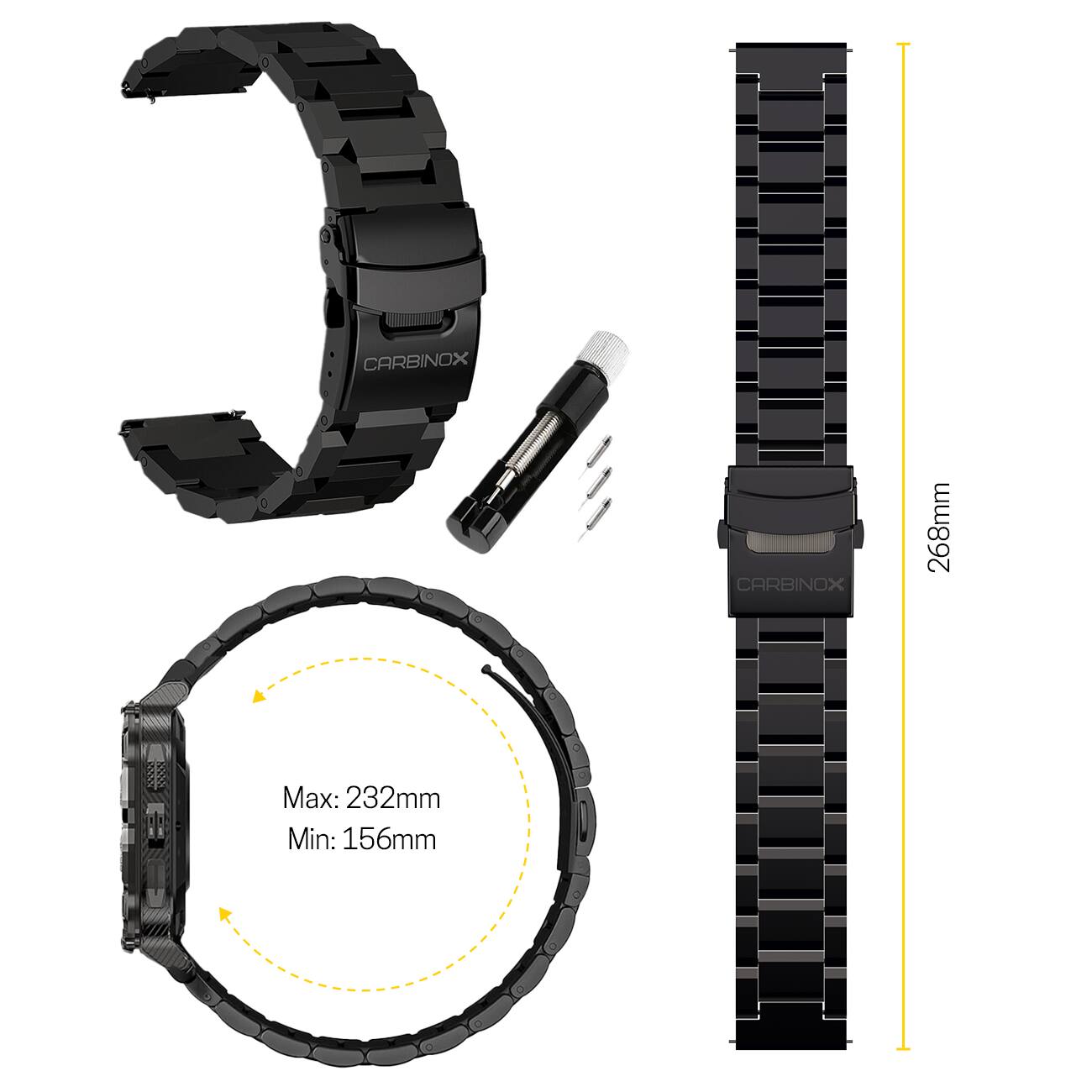 CARBINOX  
CARBINOX  
268mm  
Max: 232mm  
Min: 156mm