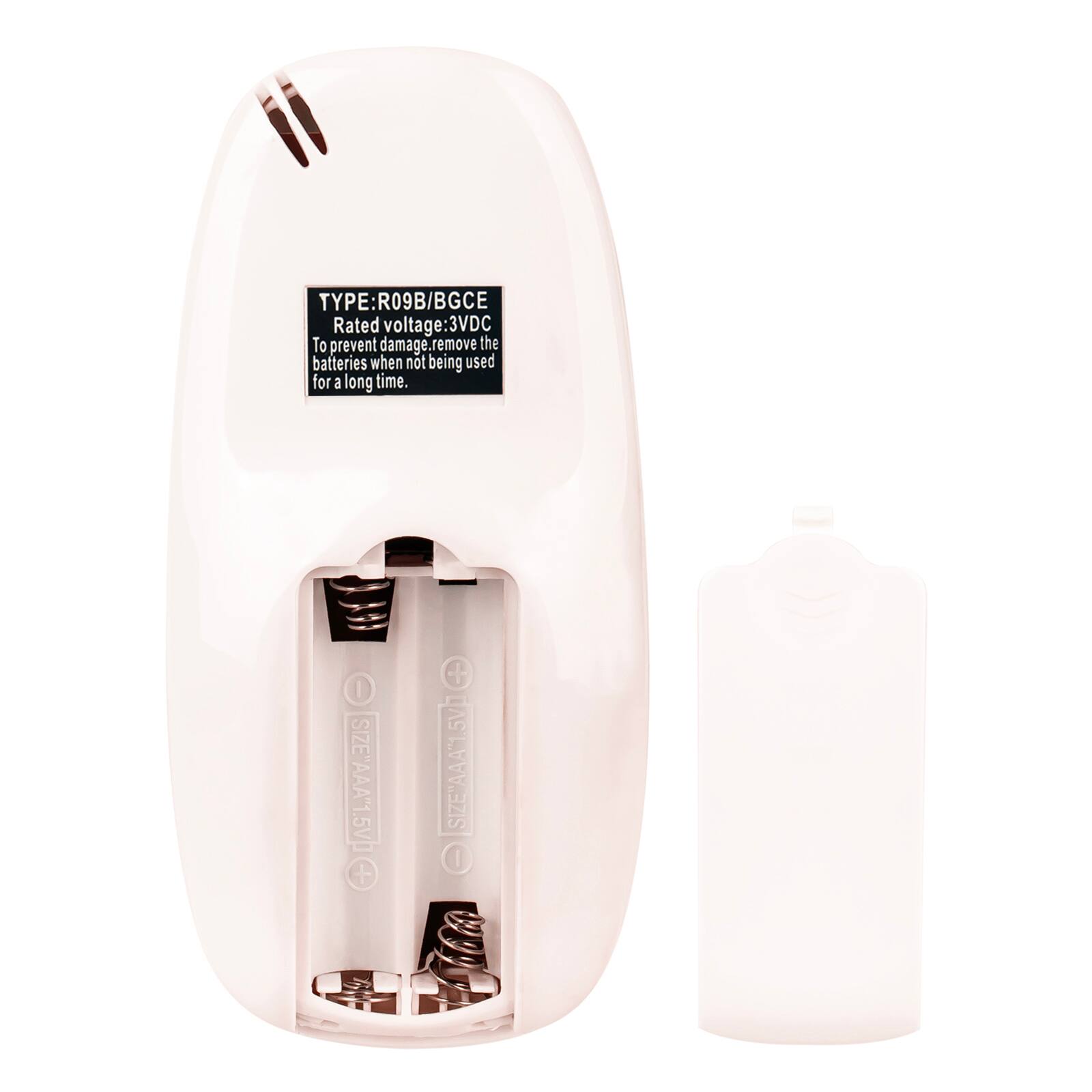 TYPE: R09B/BGCE  
Rated voltage: 3VDC  
To prevent damage, remove the batteries when not being used for a long time.  

I SIZE"AAA"1.5V + +  
5V  
SIZE"AAA"1.5V
