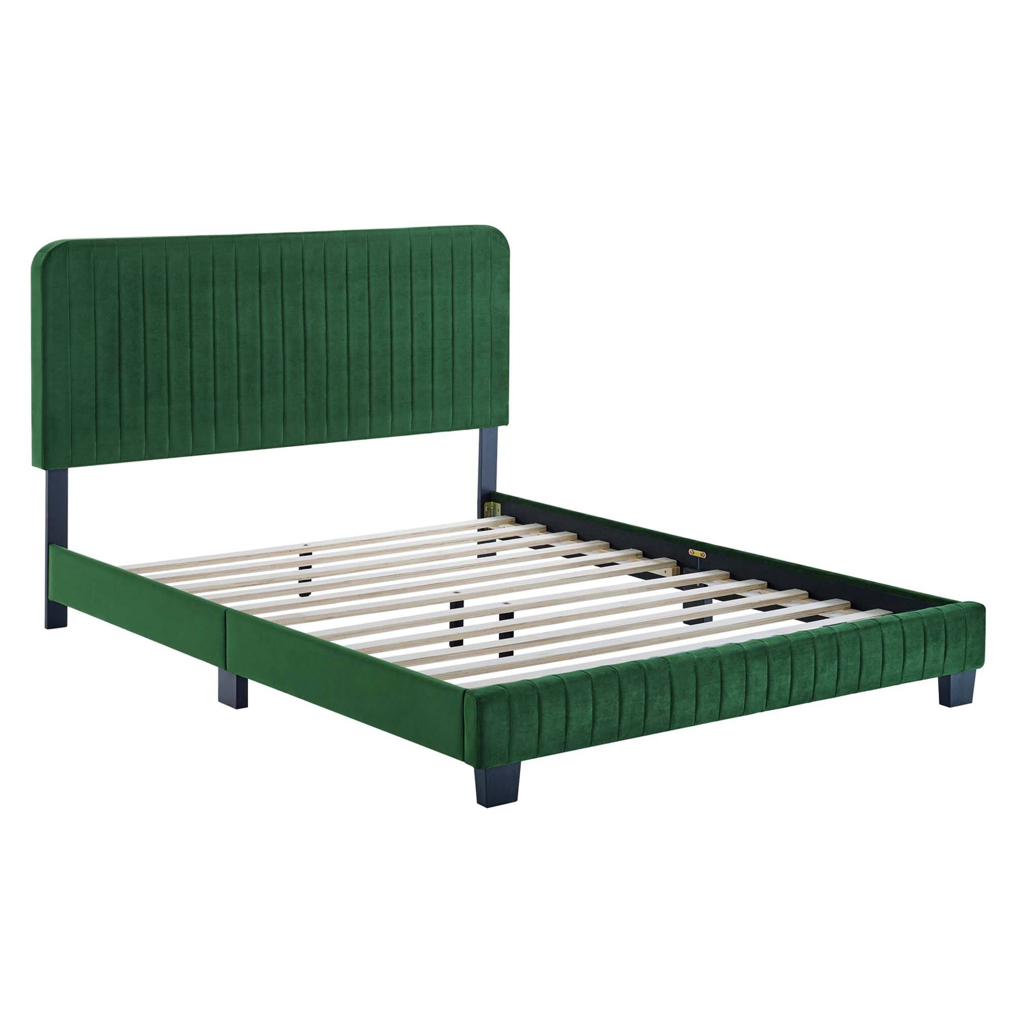 Left. Modway - Peyton Performance Velvet Full Platform Bed - White.