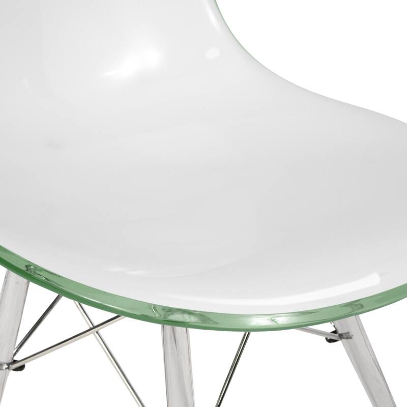 Alt View 7. LeisureMod - Dover Modern Acrylic Accent Side Chair with Eifel Design Legs for Dining Room, Kitchen and Home Office - White Green.