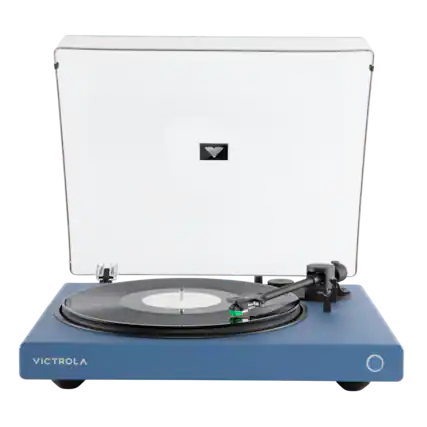 Front. Victrola - Victrola Wave Bluetooth Turntable with Auracast - Blue.