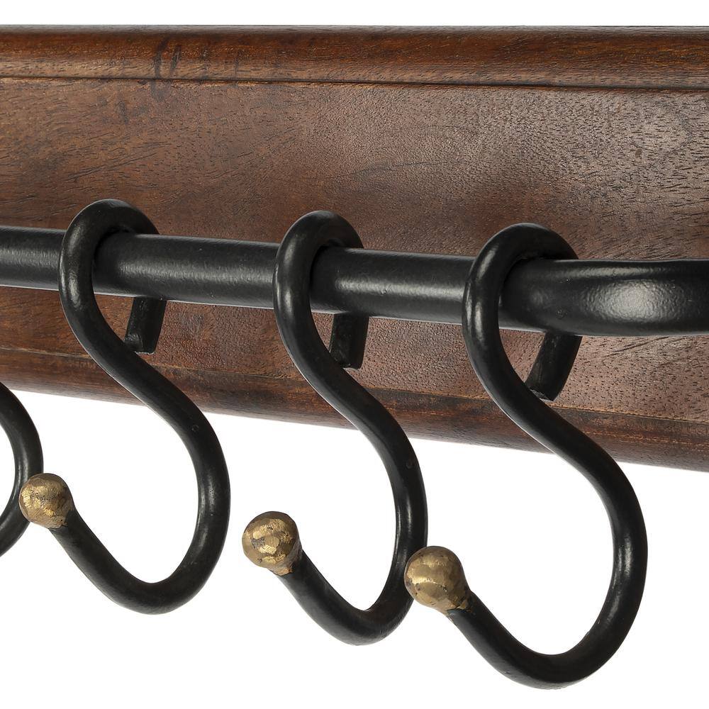 Angle. Butler Specialty - Glendo Iron & Wood Wall Rack - Medium Brown.
