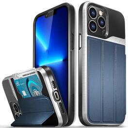 Vena - vCommute for Apple iPhone 13 Pro Max Wallet Case, Leather Flip Cover with Card Slot and Kickstand - Blue
